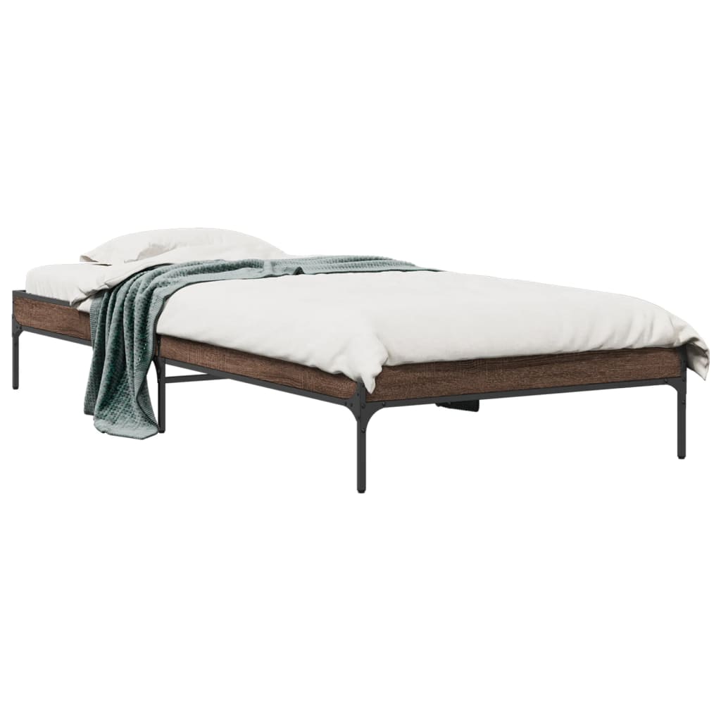 Brown Oak Single Bed Frame 90x190 cm - No Mattress Included