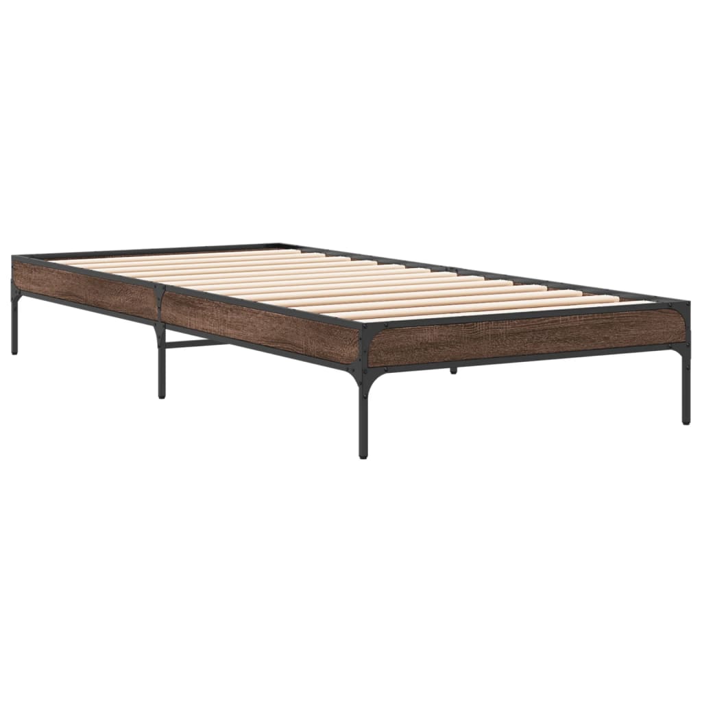 Brown Oak Single Bed Frame 90x190 cm - No Mattress Included