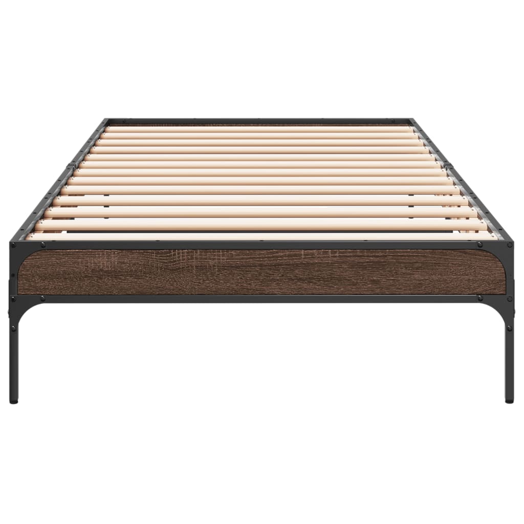 Brown Oak Single Bed Frame 90x190 cm - No Mattress Included