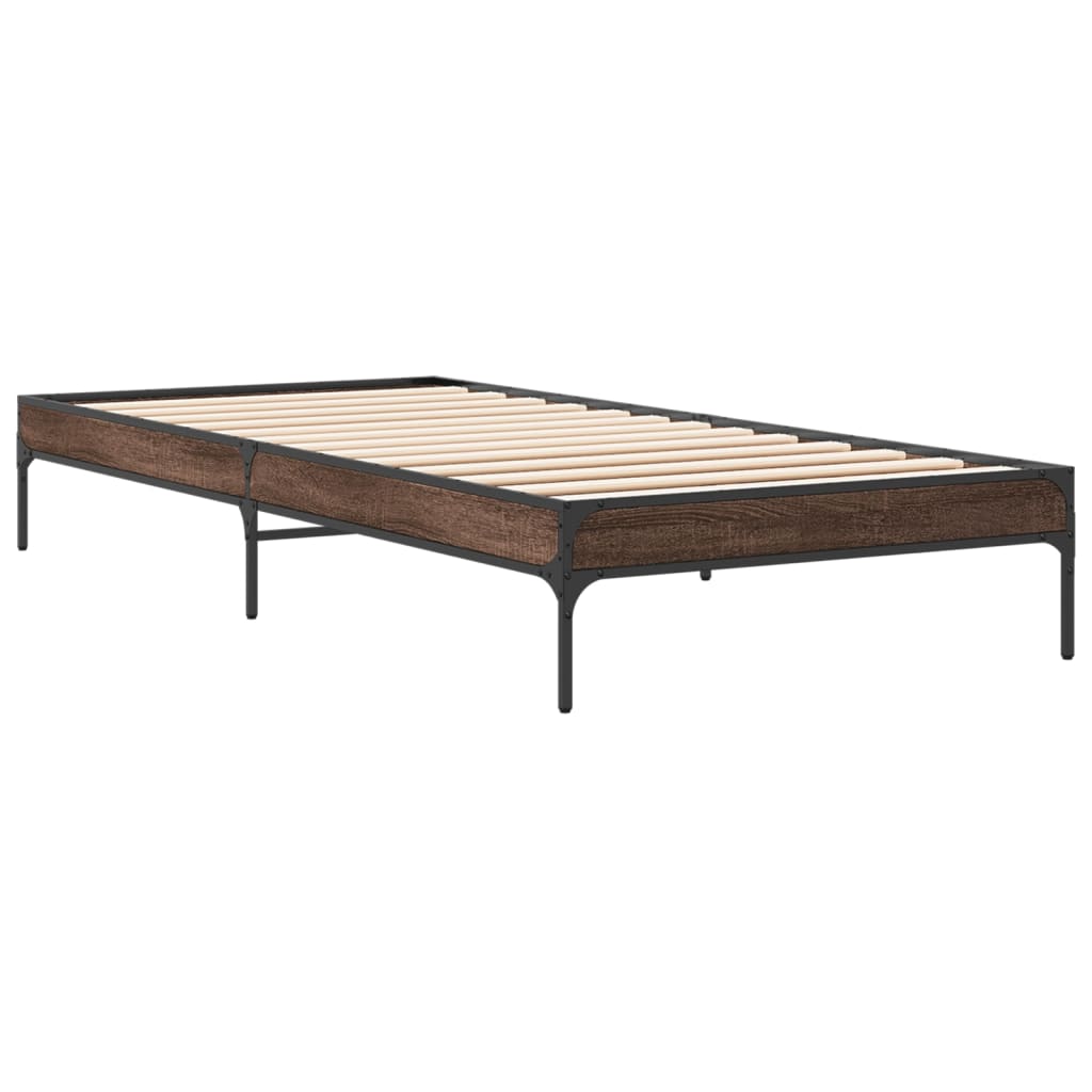 Brown Oak Single Bed Frame 90x190 cm - No Mattress Included