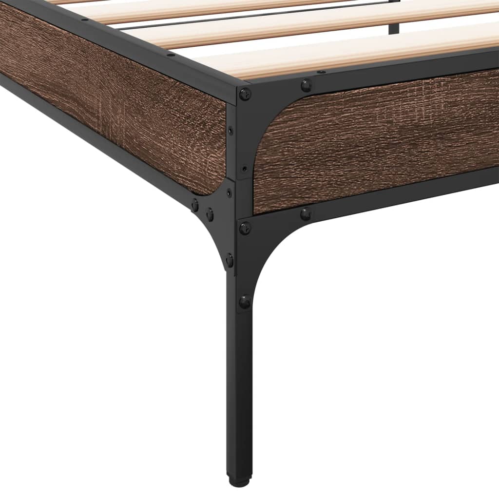 Brown Oak Single Bed Frame 90x190 cm - No Mattress Included