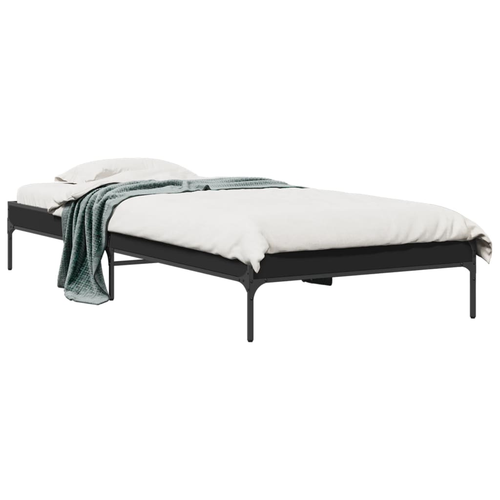 Compact Black Metal Bed Frame 75x190 cm - Small Single Size