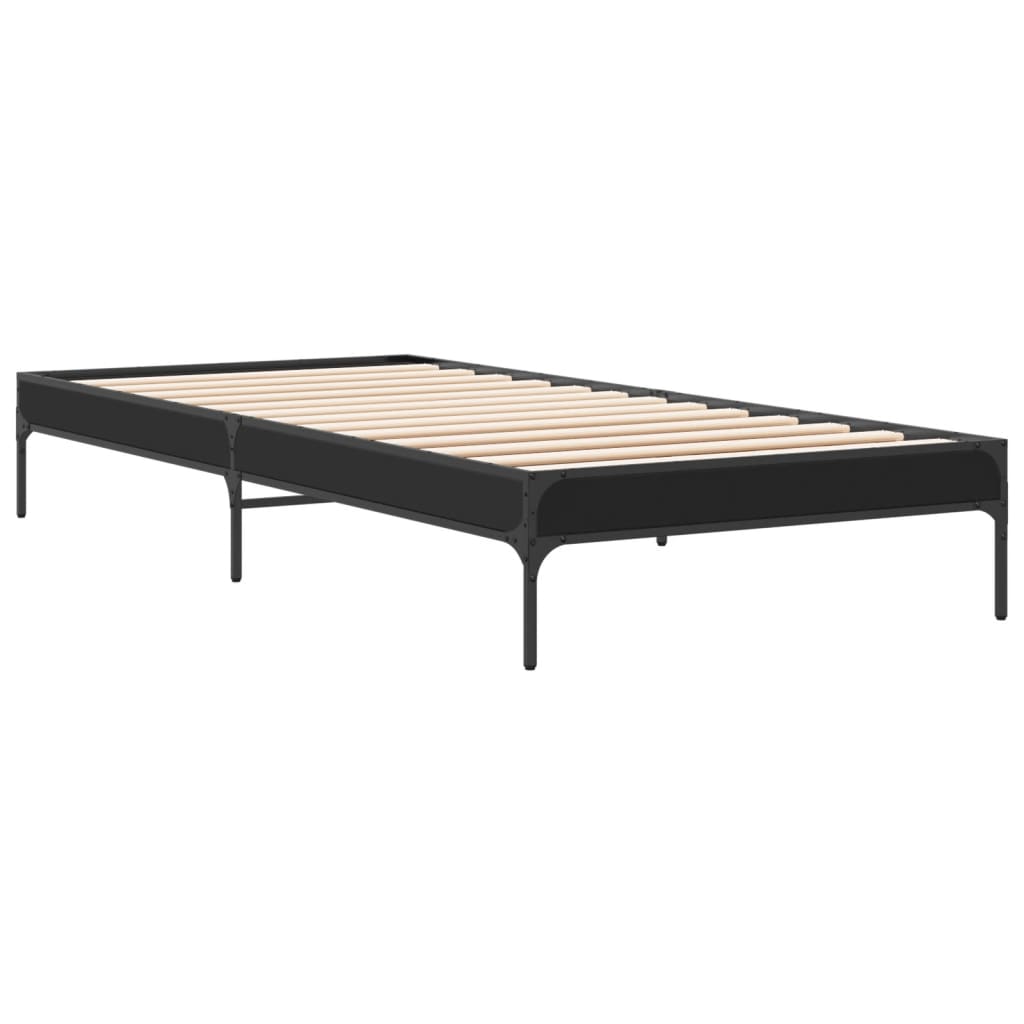 Compact Black Metal Bed Frame 75x190 cm - Small Single Size