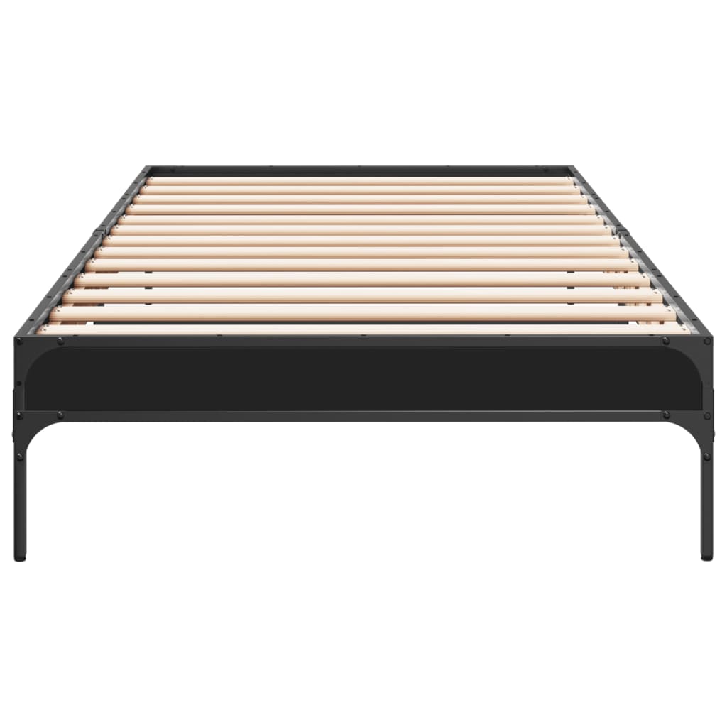 Compact Black Metal Bed Frame 75x190 cm - Small Single Size