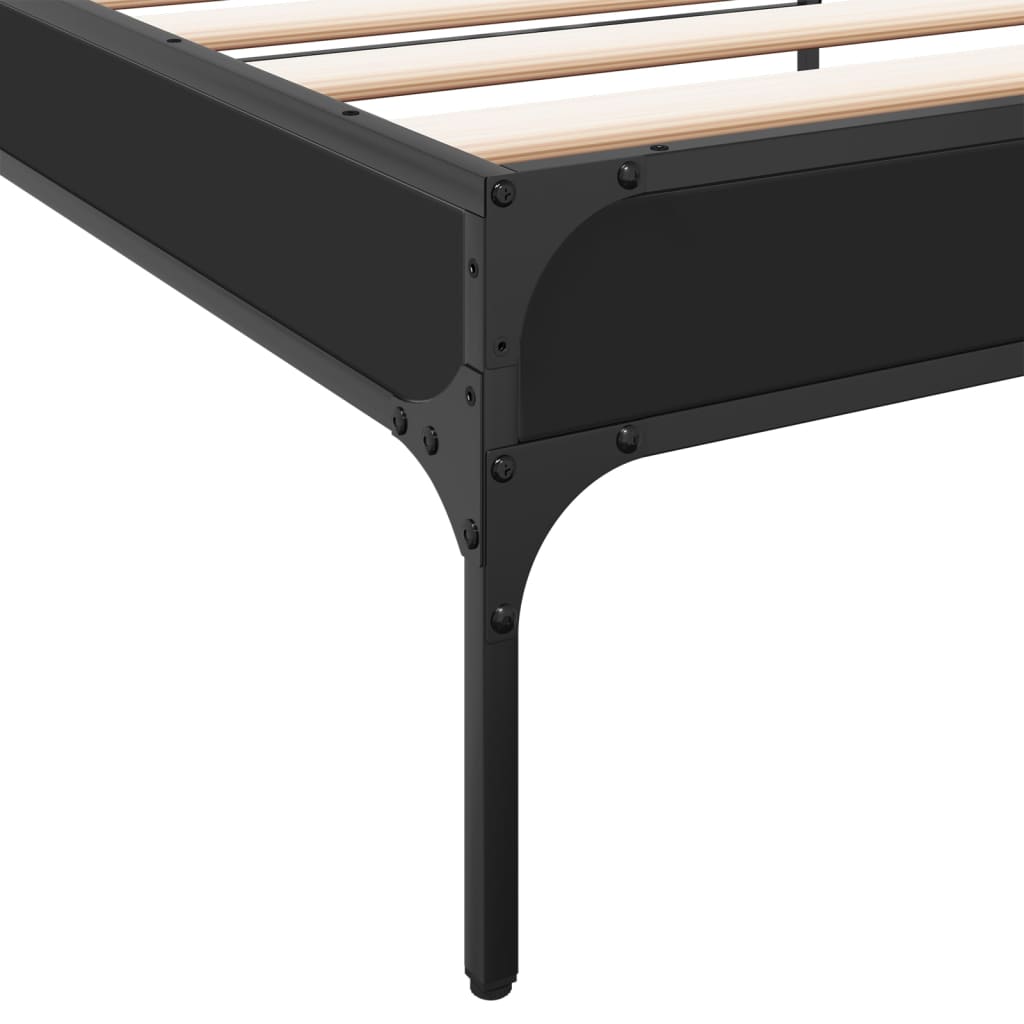 Compact Black Metal Bed Frame 75x190 cm - Small Single Size