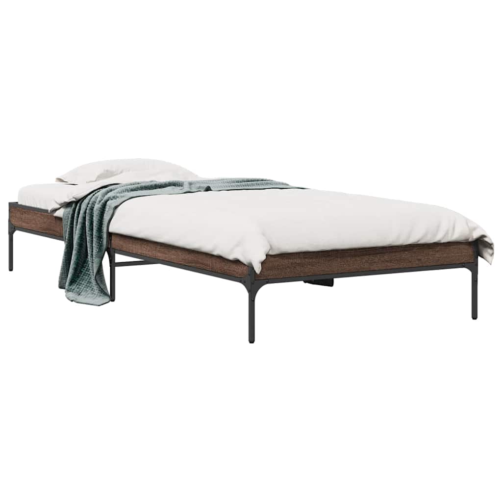 Brown Oak Small Single Bed Frame 75x190 cm - No Mattress