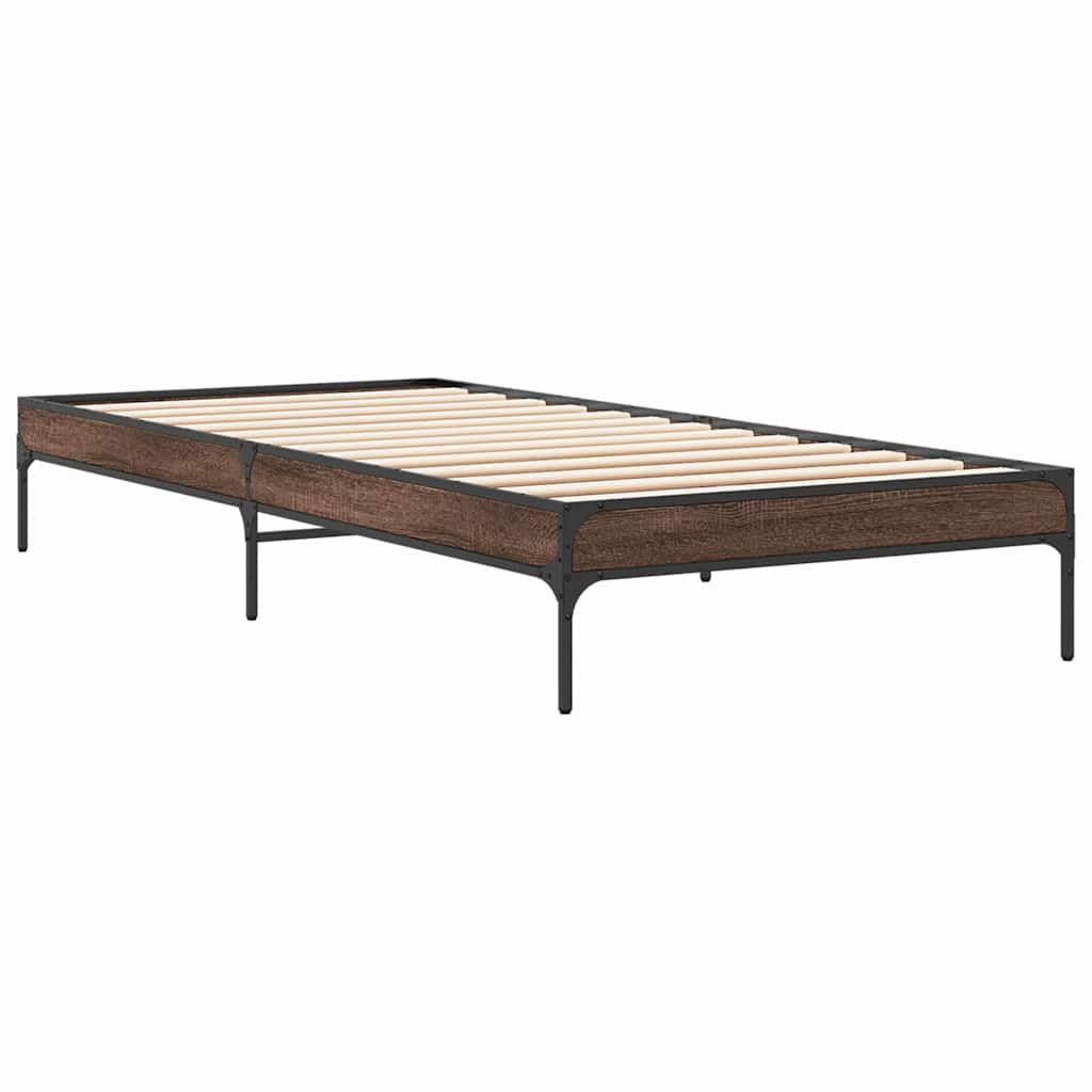 Brown Oak Small Single Bed Frame 75x190 cm - No Mattress