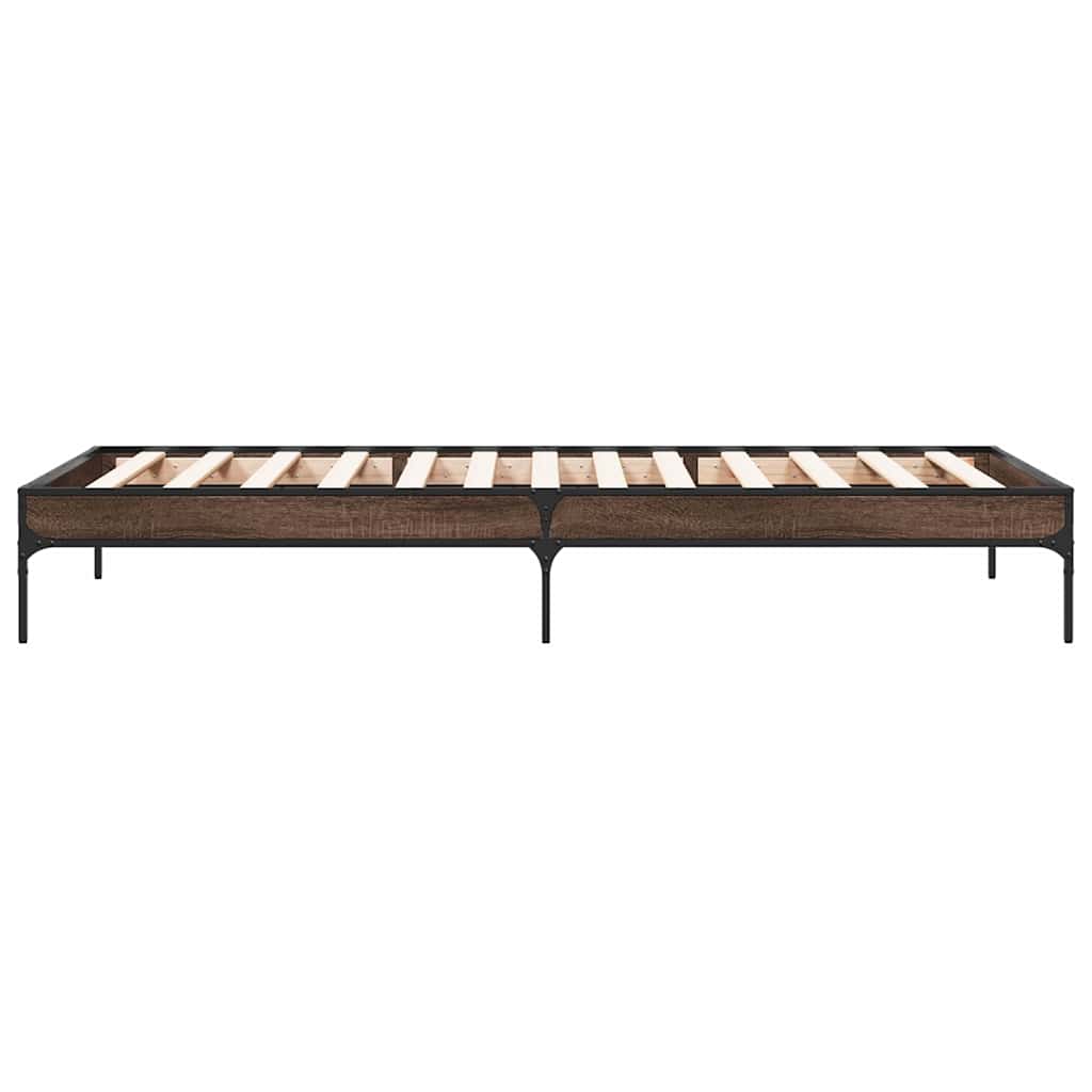 Brown Oak Small Single Bed Frame 75x190 cm - No Mattress