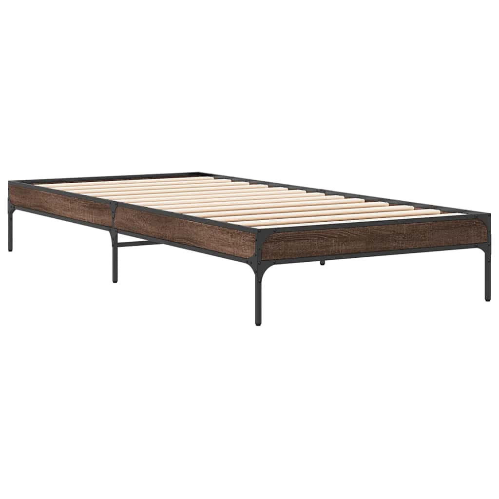 Brown Oak Small Single Bed Frame 75x190 cm - No Mattress