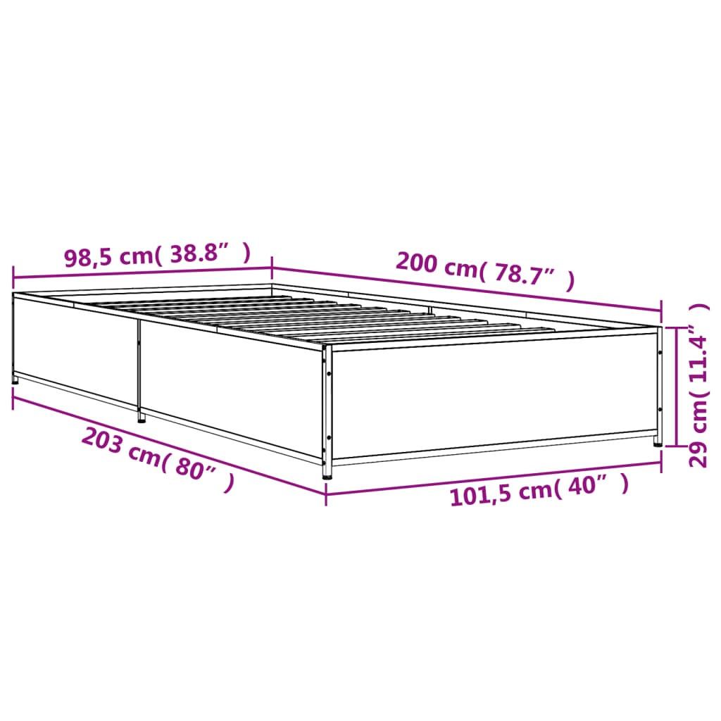 Sonoma Oak Bed Frame 100x200 cm - Stylish, Durable Wood Design