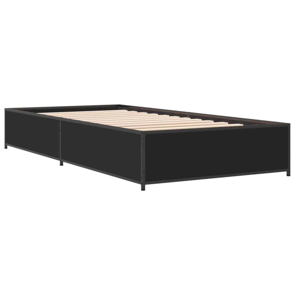 Sleek Black Metal Bed Frame 90x190 cm - Single Size Platform