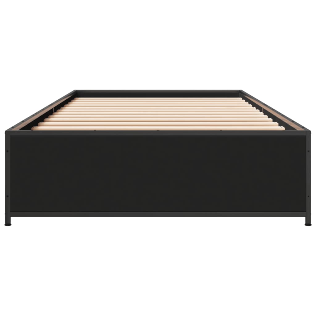 Sleek Black Metal Bed Frame 90x190 cm - Single Size Platform