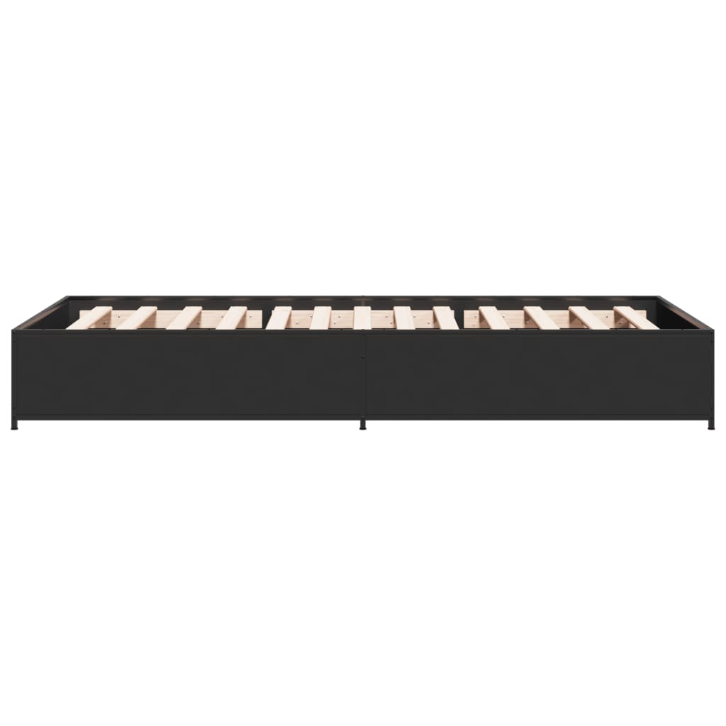 Sleek Black Metal Bed Frame 90x190 cm - Single Size Platform