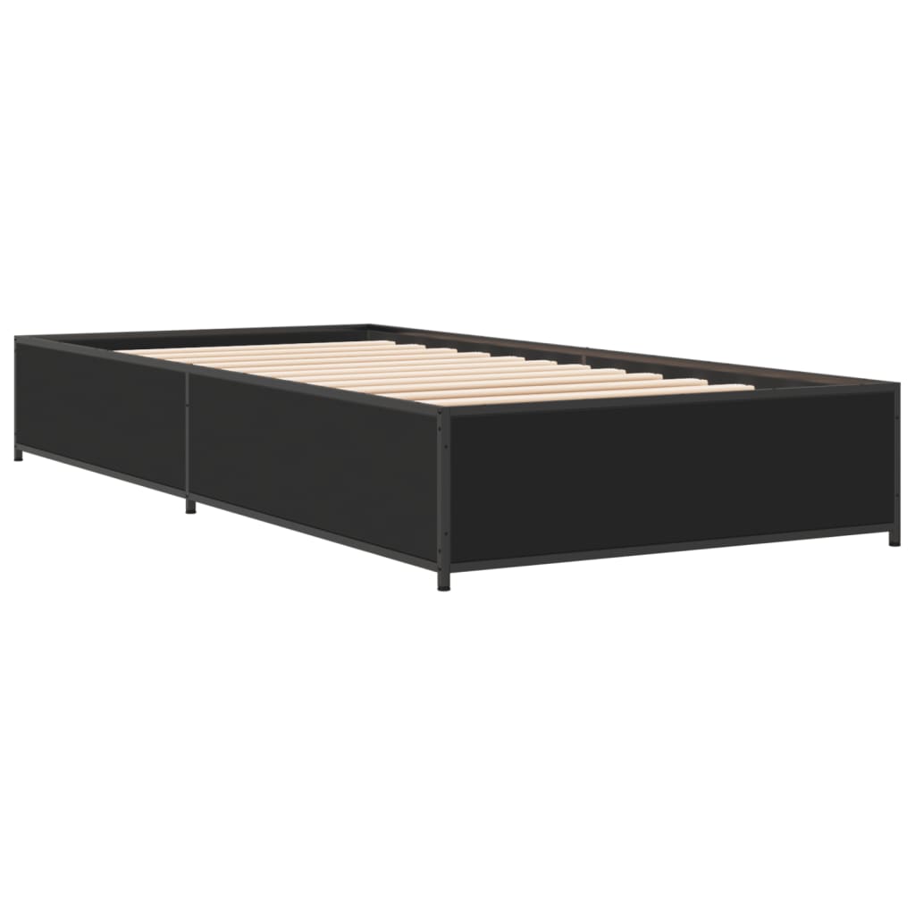Sleek Black Metal Bed Frame 90x190 cm - Single Size Platform