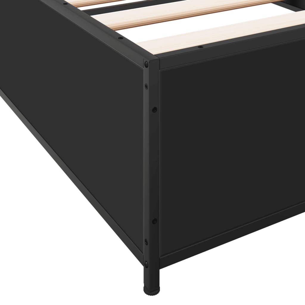 Sleek Black Metal Bed Frame 90x190 cm - Single Size Platform