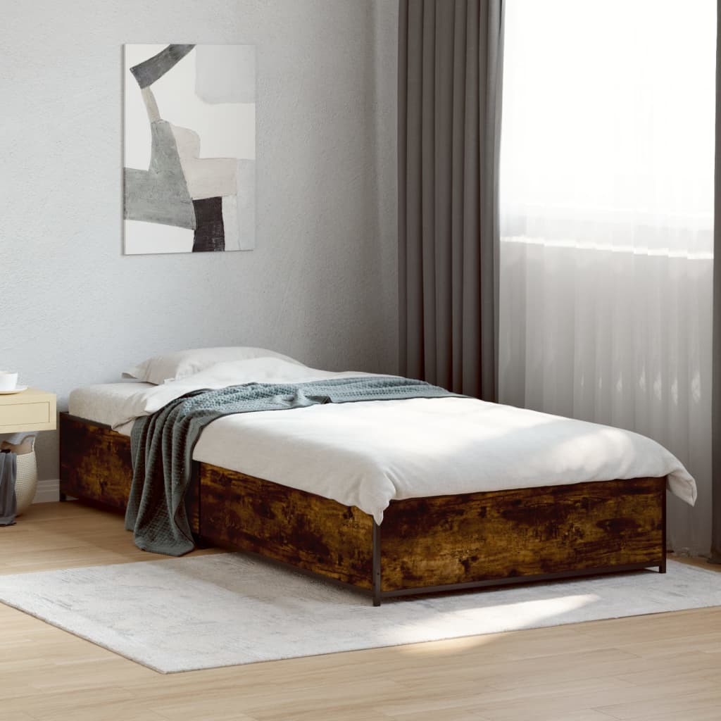 Smoked Oak Single Bed Frame 90x190 cm - No Mattress Included