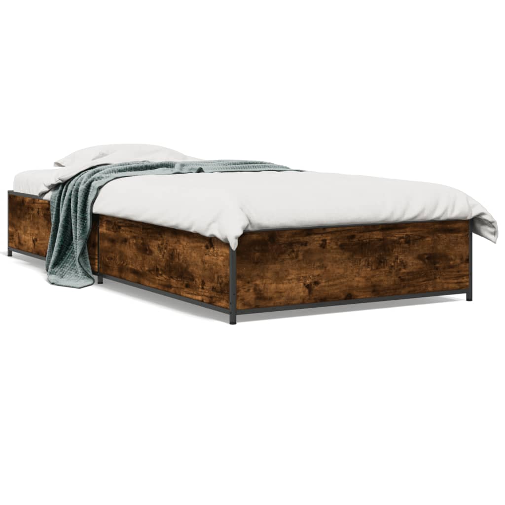 Smoked Oak Bed Frame 75x190 cm - Small Single, No Mattress Included