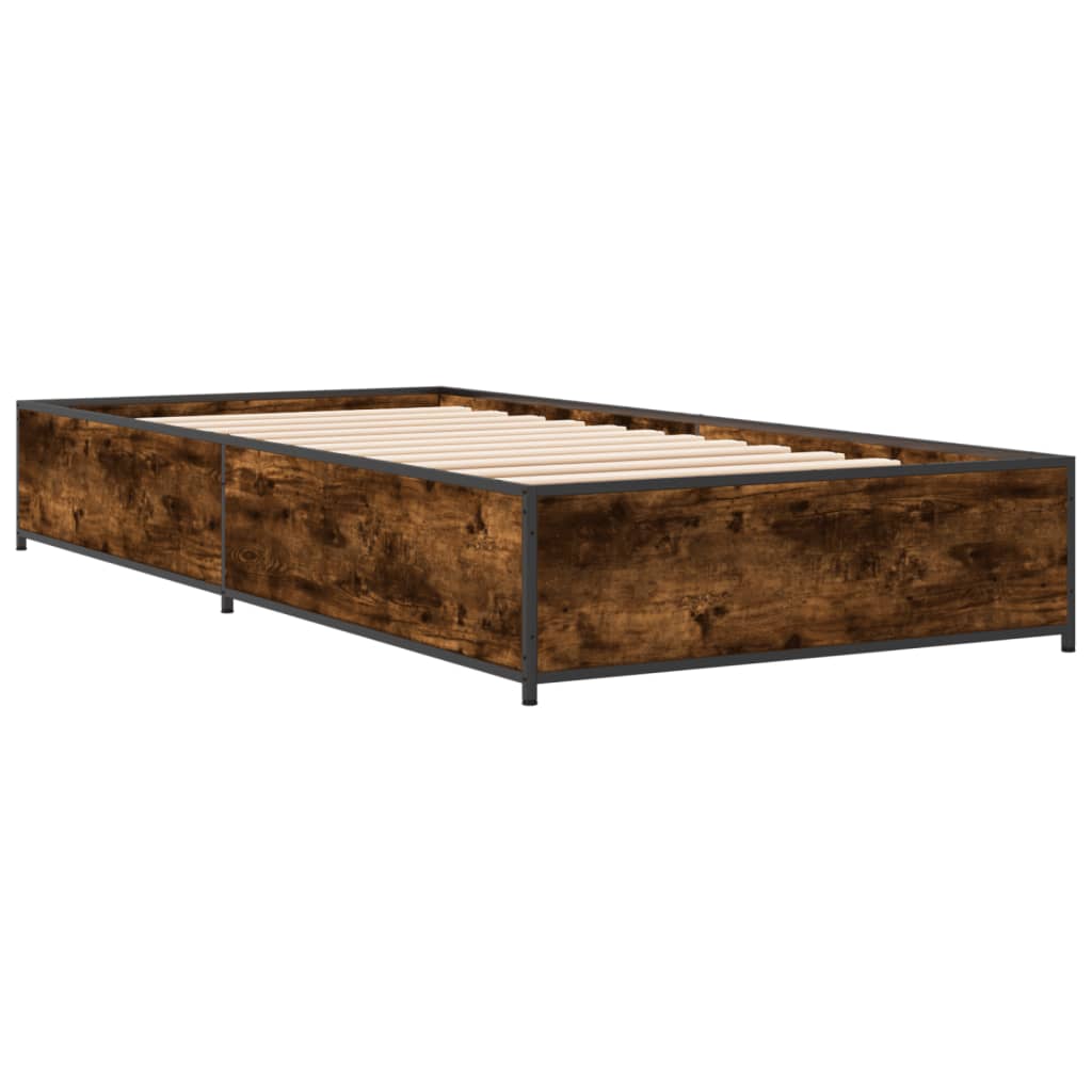 Smoked Oak Bed Frame 75x190 cm - Small Single, No Mattress Included