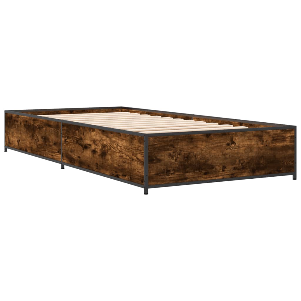 Smoked Oak Bed Frame 75x190 cm - Small Single, No Mattress Included