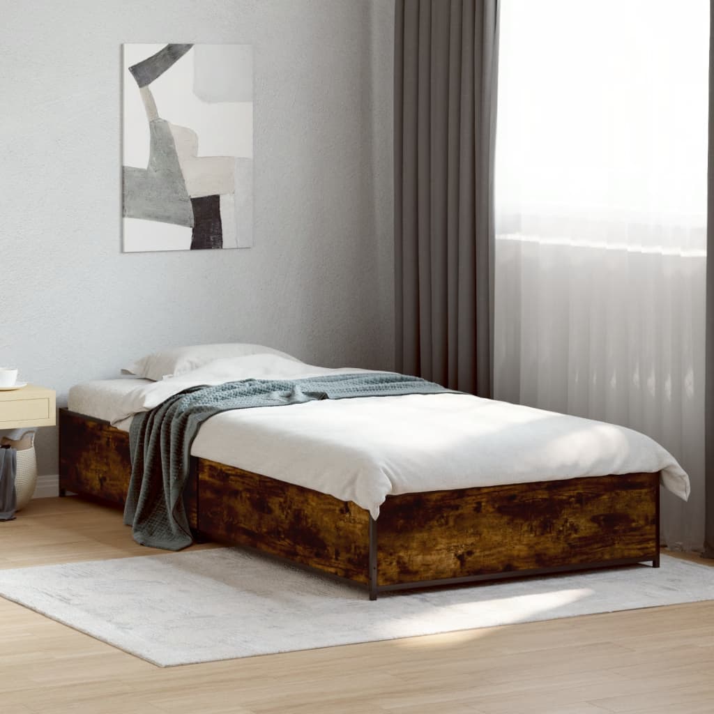 Smoked Oak Bed Frame 75x190 cm - Small Single, No Mattress Included