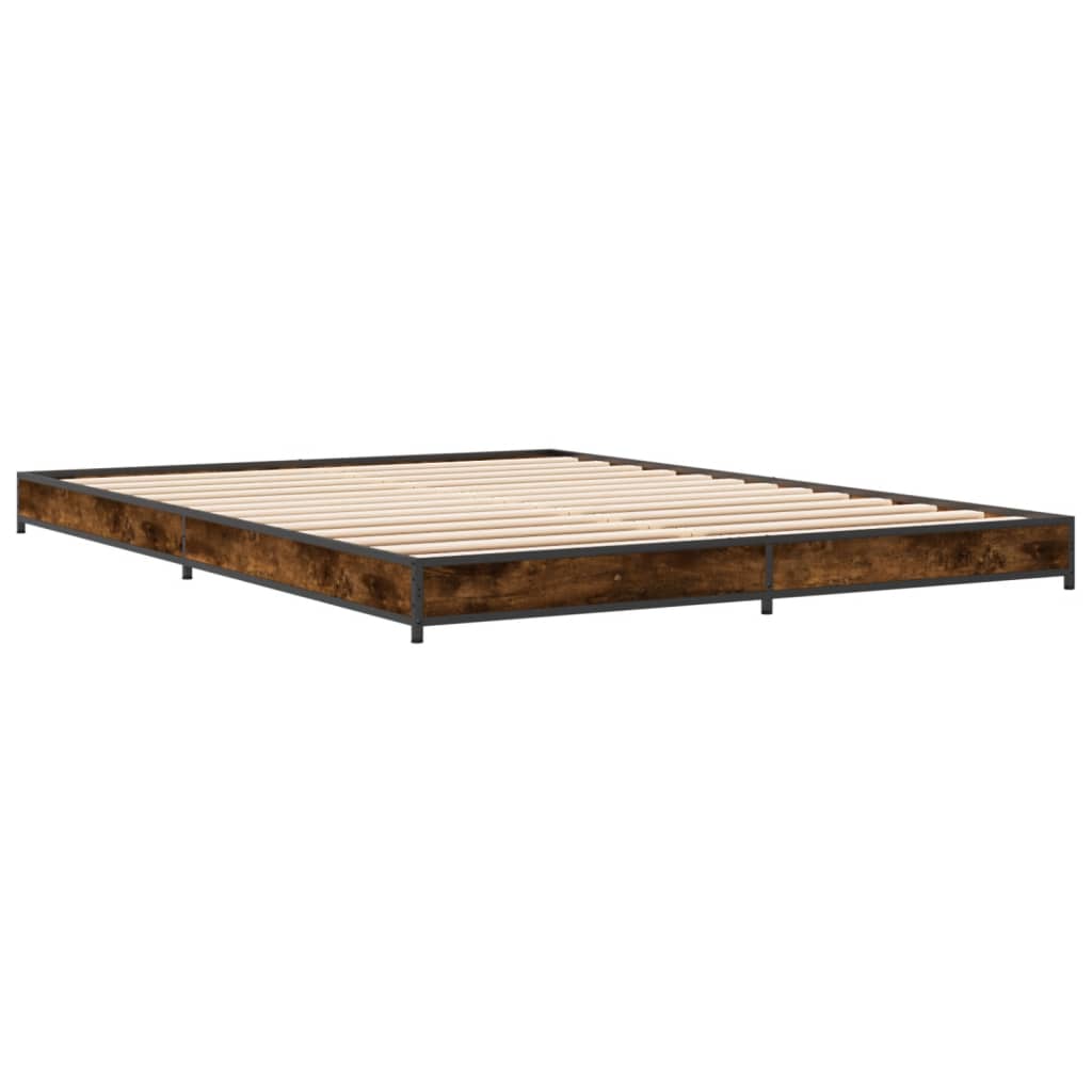King Size Bed Frame, Smoked Oak, 150x200 cm - No Mattress Included
