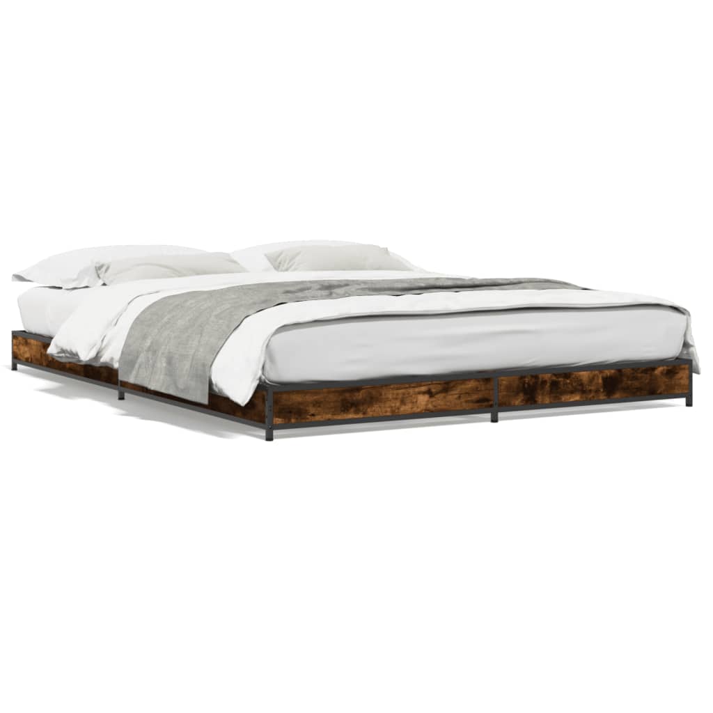 Smoked Oak Bed Frame 120x200 cm - No Mattress Included