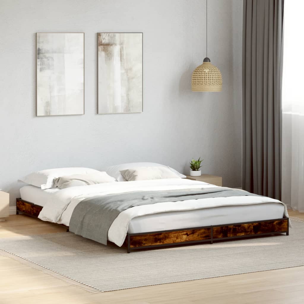 Smoked Oak Bed Frame 120x200 cm - No Mattress Included