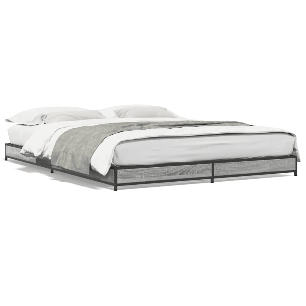 Bed Frame without Mattress Grey Sonoma 140x190 cm