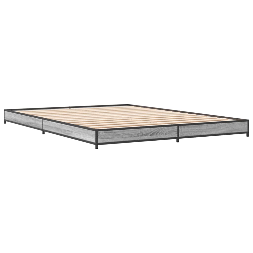 Bed Frame without Mattress Grey Sonoma 140x190 cm