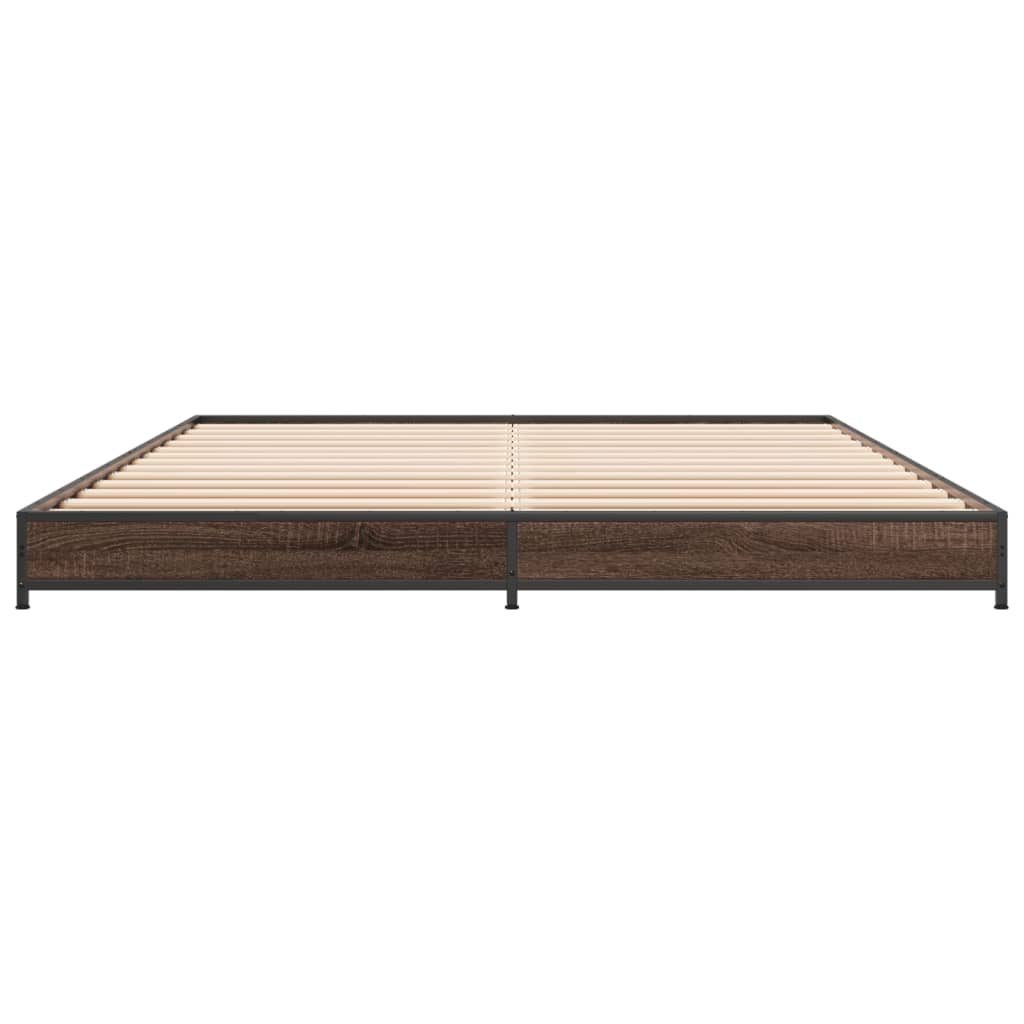 Brown Oak Bed Frame Double 135x190 cm - No Mattress Included