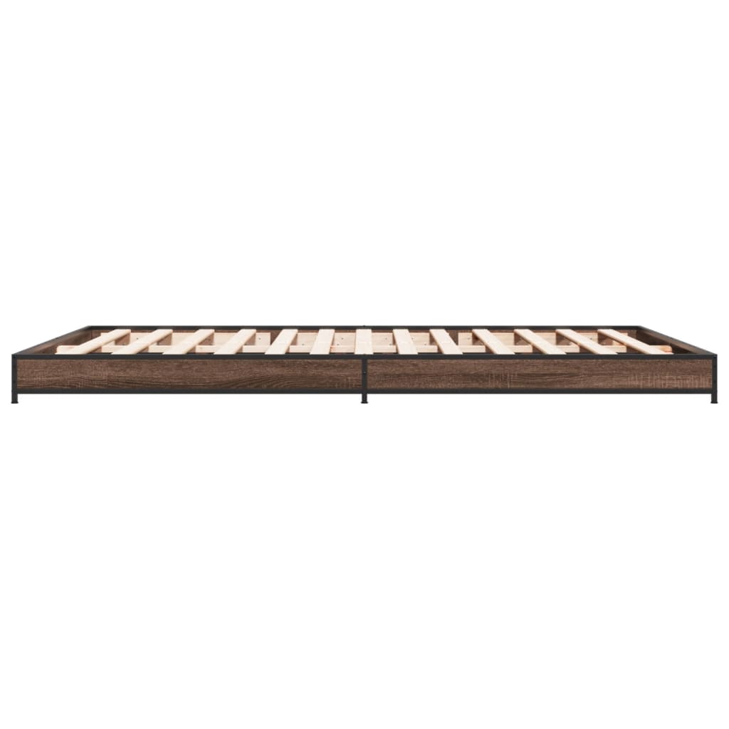 Brown Oak Bed Frame Double 135x190 cm - No Mattress Included