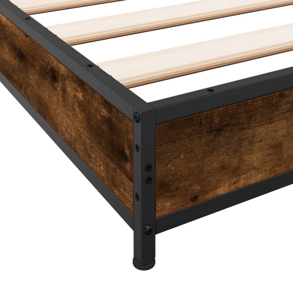 Smoked Oak Bed Frame 100x200 cm - Durable Wood Finish ilman Matrassia