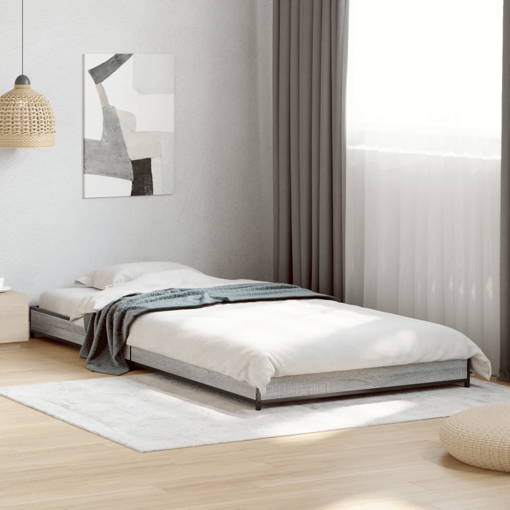 Elegant Grey Sonoma Bed Frame 100x200 cm - No Mattress Included