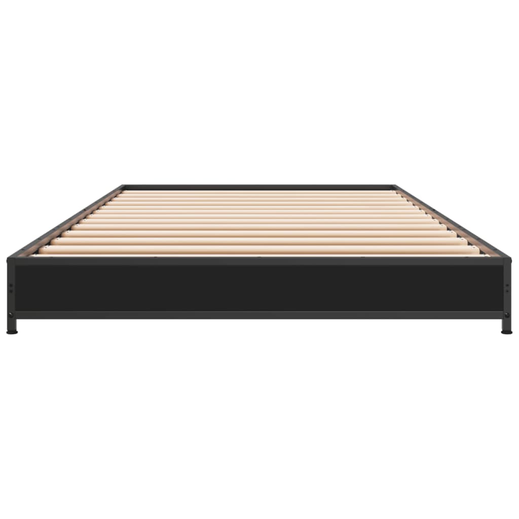 Black Metal Single Bed Frame - 90x190 cm, Mattress Not Included