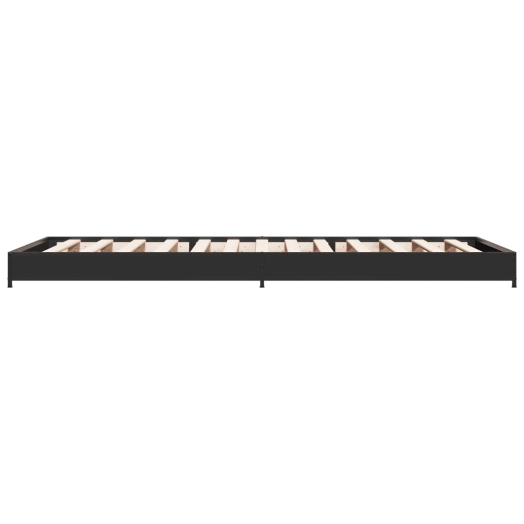 Black Metal Single Bed Frame - 90x190 cm, Mattress Not Included