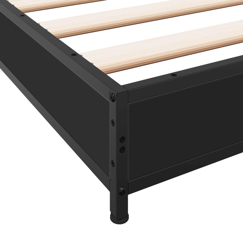 Black Metal Single Bed Frame - 90x190 cm, Mattress Not Included