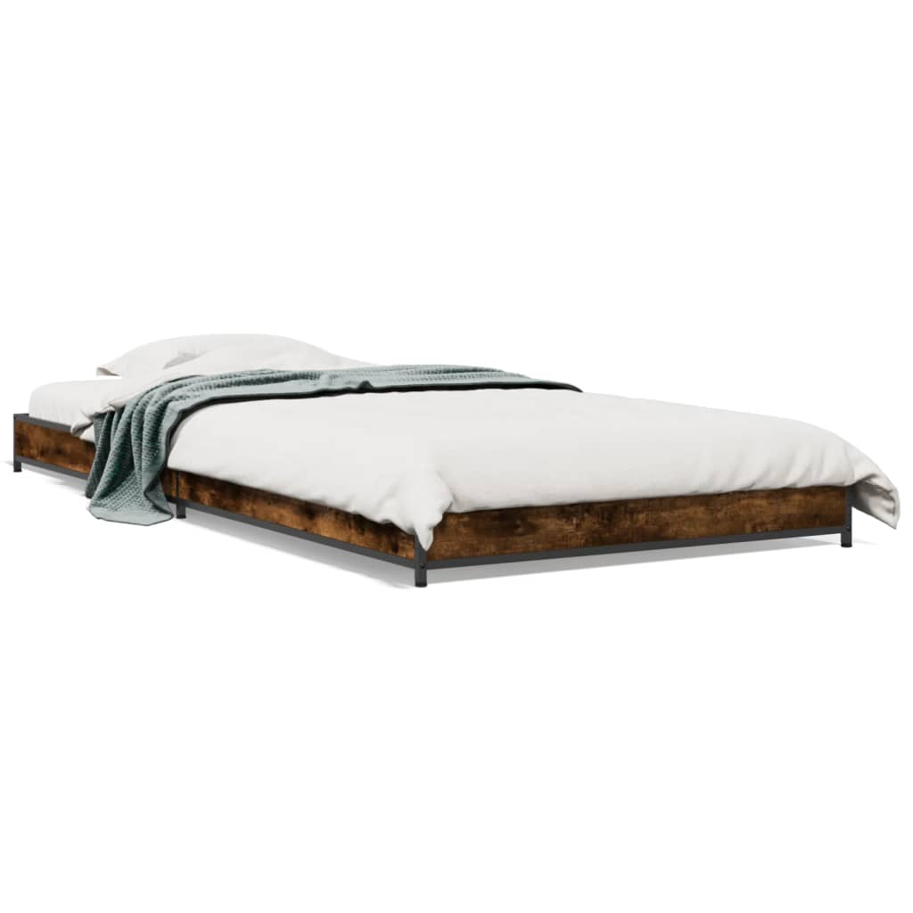 Smoked Oak Small Single Bed Frame 75x190 cm - No Mattress