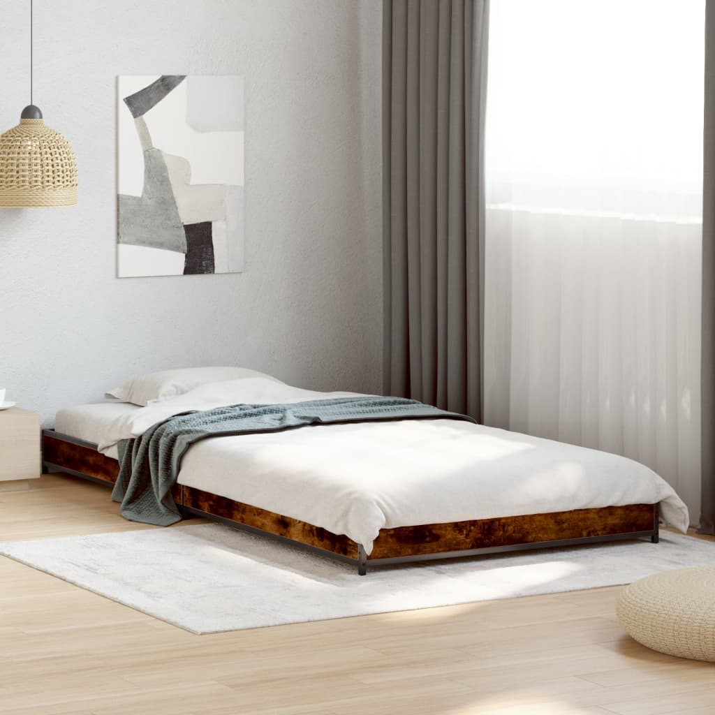 Smoked Oak Small Single Bed Frame 75x190 cm - No Mattress