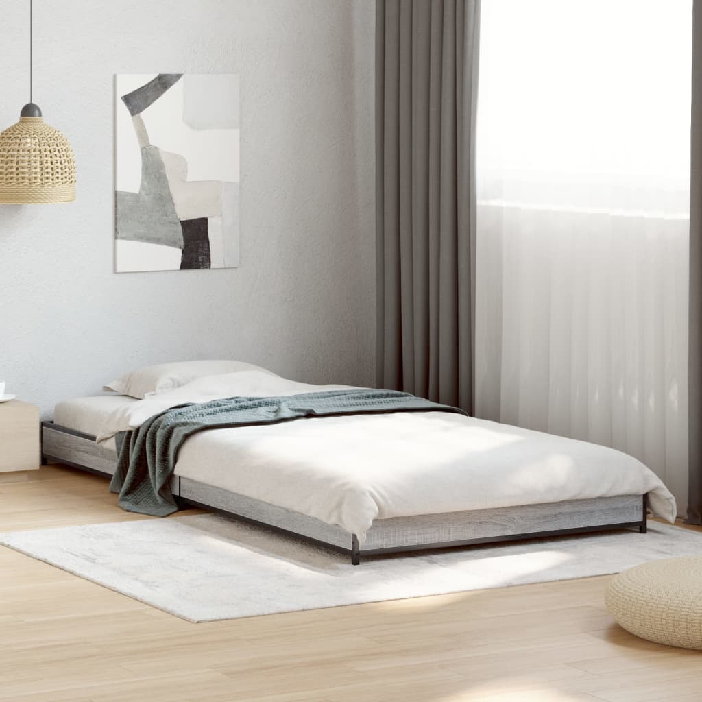 Grey Sonoma Bed Frame 75x190 cm - Small Single, No Mattress Included