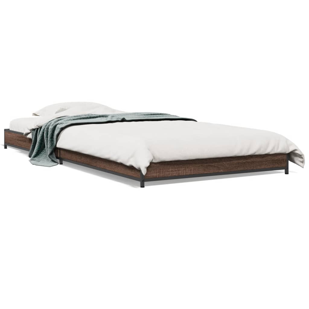 Small Single Bed Frame - Brown Oak 75x190 cm (No Mattress)