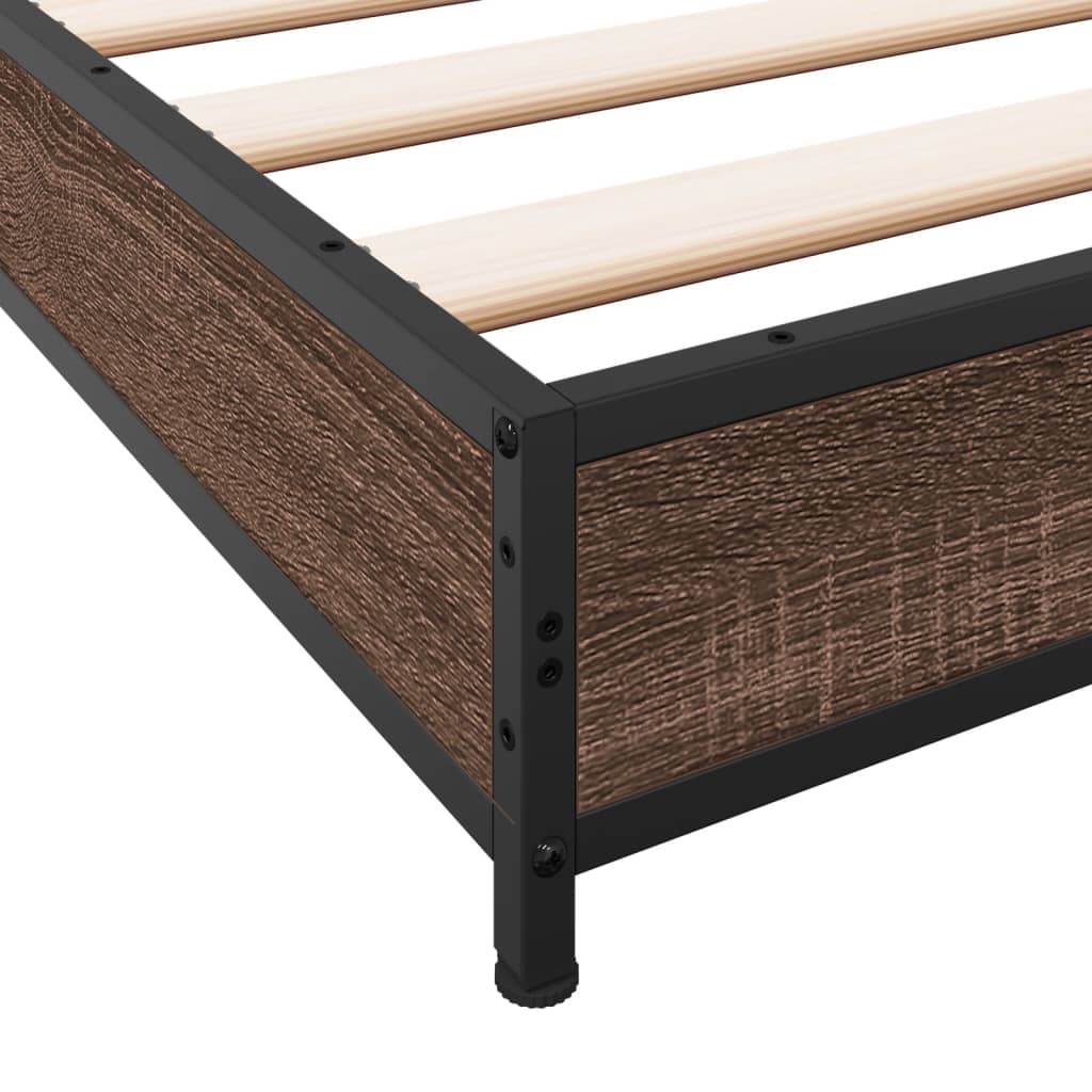 Small Single Bed Frame - Brown Oak 75x190 cm (No Mattress)