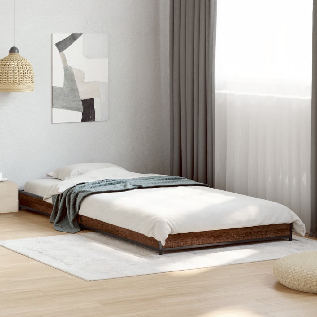 Small Single Bed Frame - Brown Oak 75x190 cm (No Mattress)