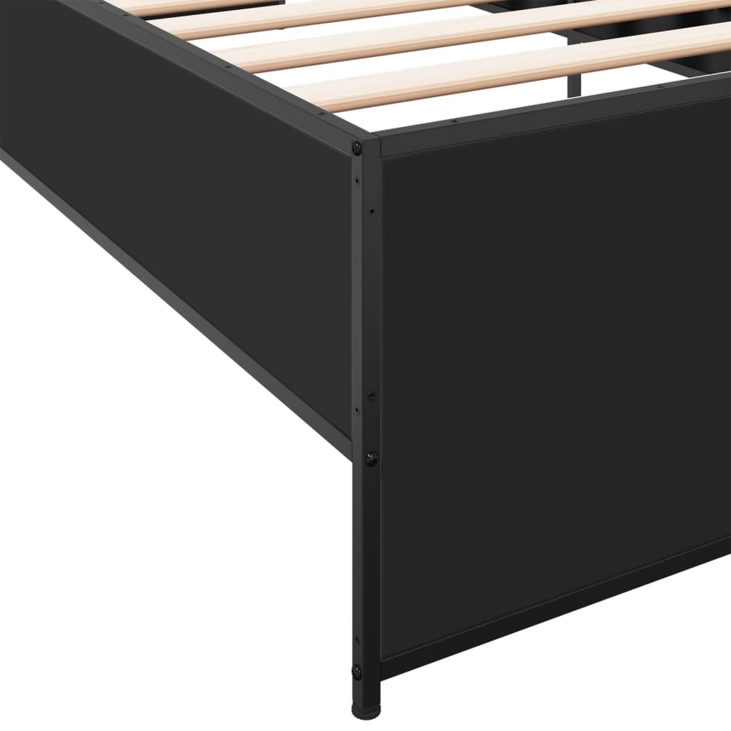 Sleek Black Metal Bed Frame 100x200 cm - Mattress Not Included