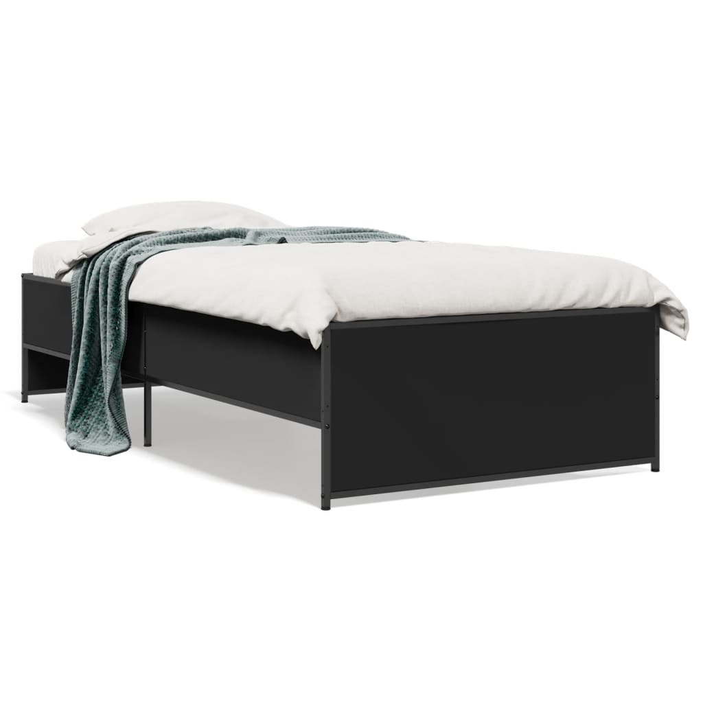 Sleek Black Metal Bed Frame 100x200 cm - Mattress Not Included