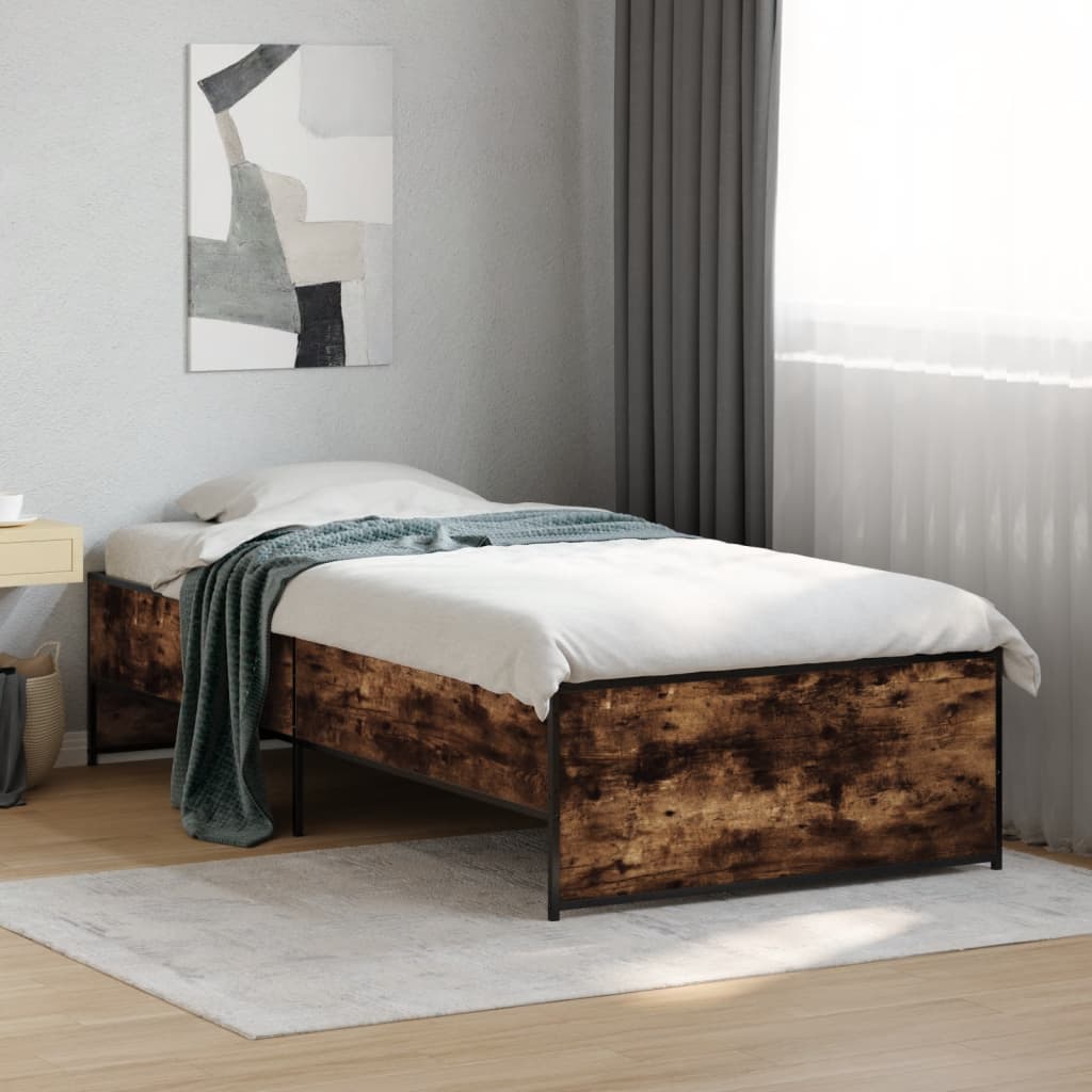 Smoked Oak 100x200 cm Bed Frame - Stylish Wood Finish