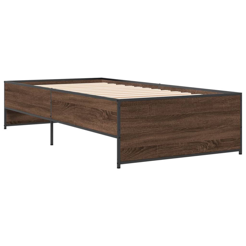 Brown Oak Bed Frame 100x200 cm - Durable, Elegant Design
