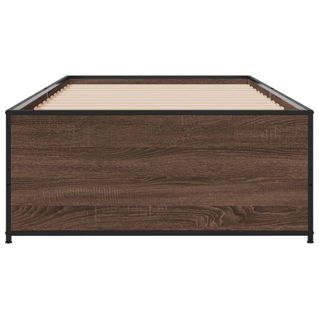 Brown Oak Bed Frame 100x200 cm - Durable, Elegant Design