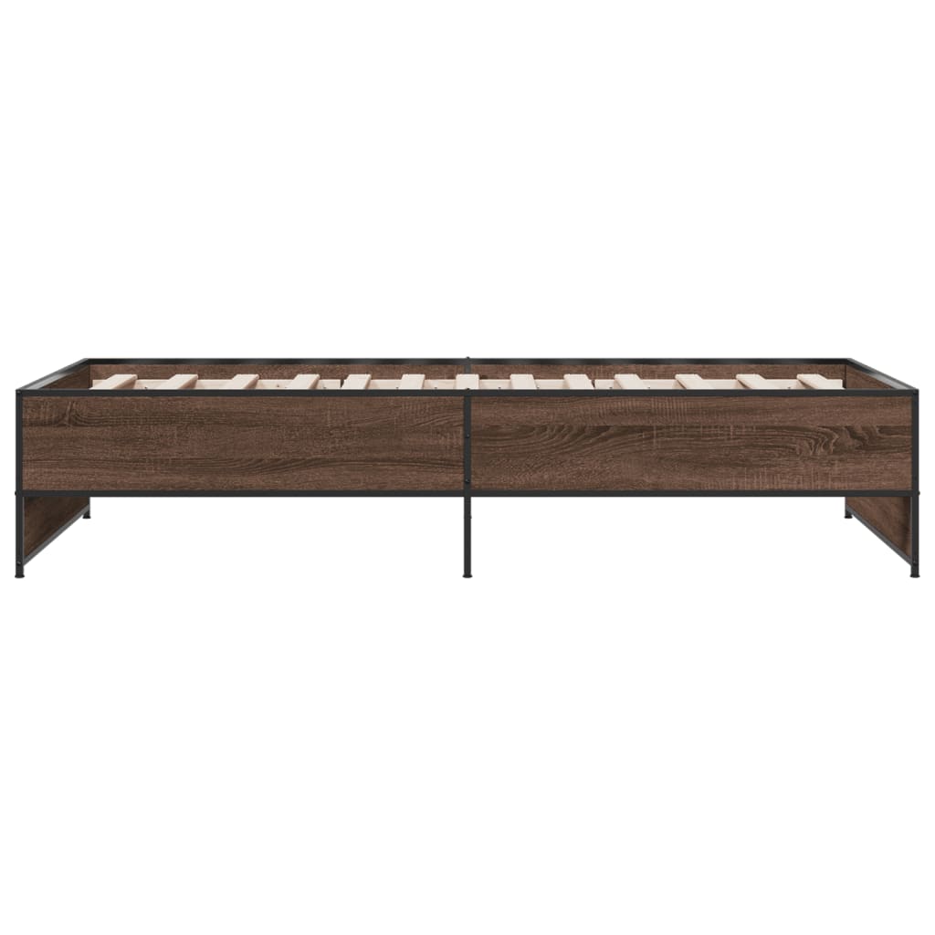 Brown Oak Bed Frame 100x200 cm - Durable, Elegant Design