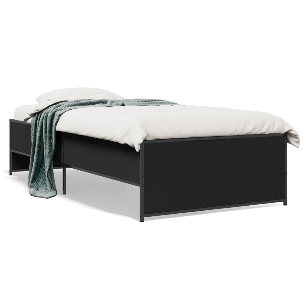 Sleek Black Metal Bed Frame 90x200 cm - Mattress Not Included