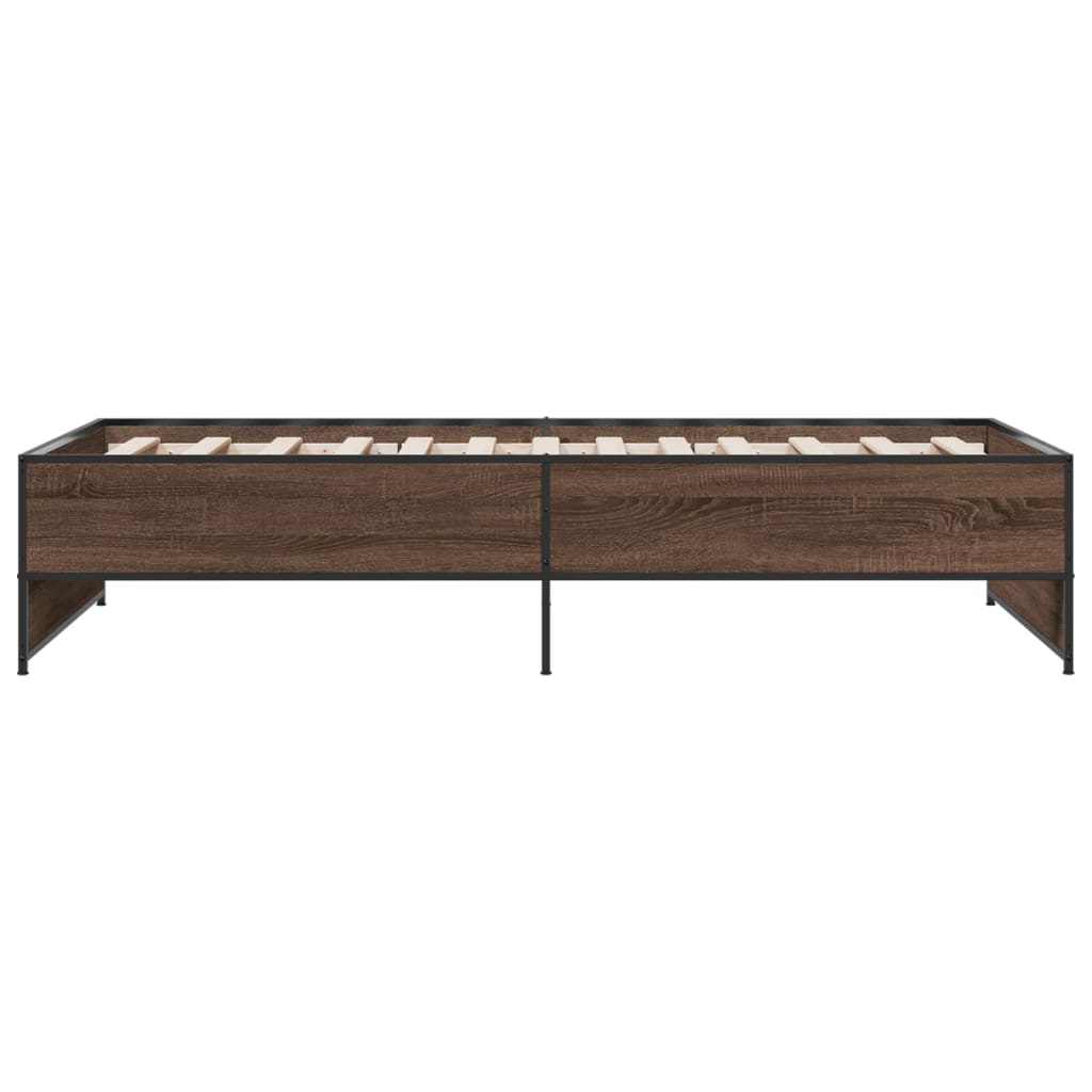 Brown Oak Bed Frame 90x200 cm - Sturdy Design, No Mattress Included